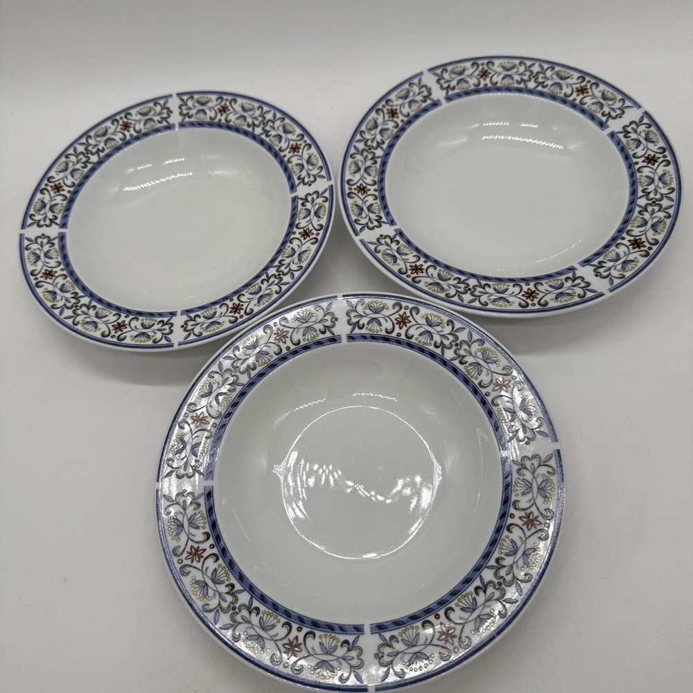 Lynns Vieira Fine China Cereal Bowls, Set Of 3 8.75" Pasta Bowls, Vintage